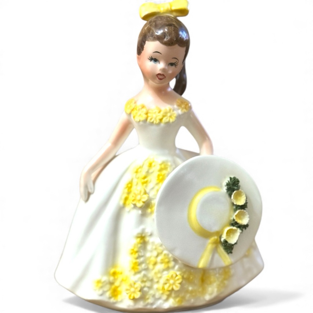 Vintage Lefton Porcelain Southern Belle Girl Figurine Planter 1950s